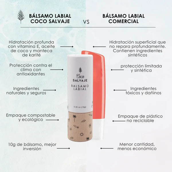 Bálsamo labial con aceite e ingredientes naturales y vitamina E