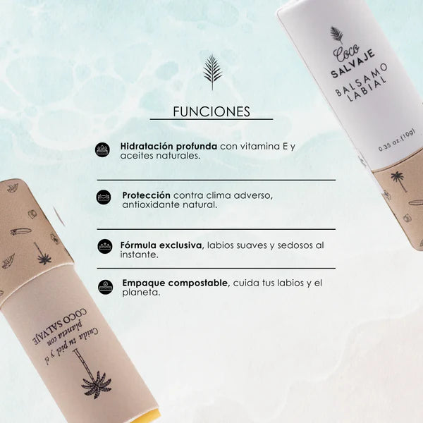 Bálsamo labial con aceite e ingredientes naturales y vitamina E