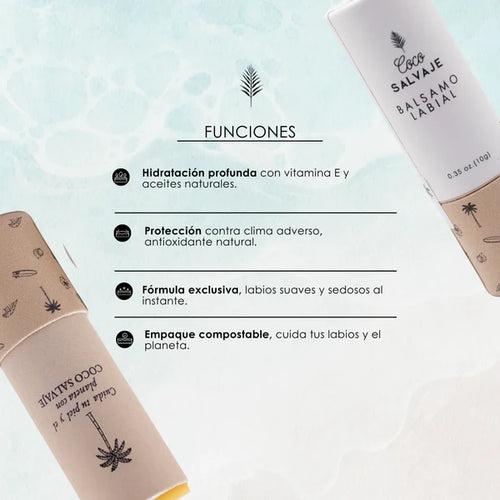 Bálsamo labial con aceite e ingredientes naturales y vitamina E